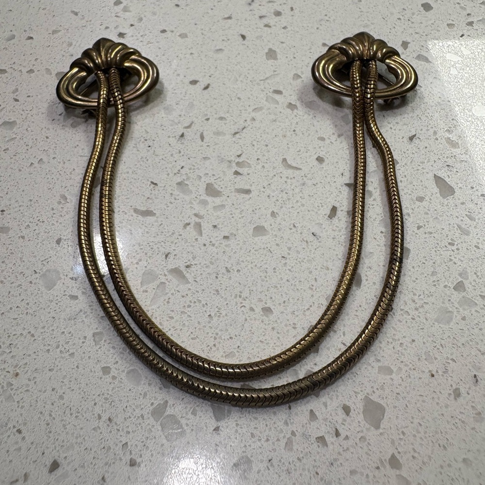 Vintage Gold Double Rope Curtain Brooch - Picture 1 of 9